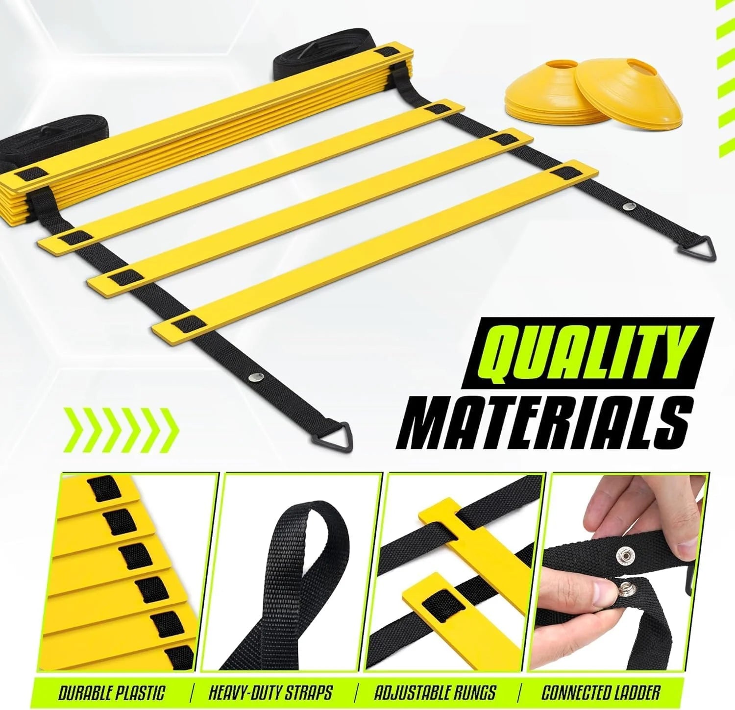 Agility Ladder Speed Training Equipment, Adjustable Football Ladder for All Ages with Carry Bag, Durable, Portable, Multiple Colors & Rungs