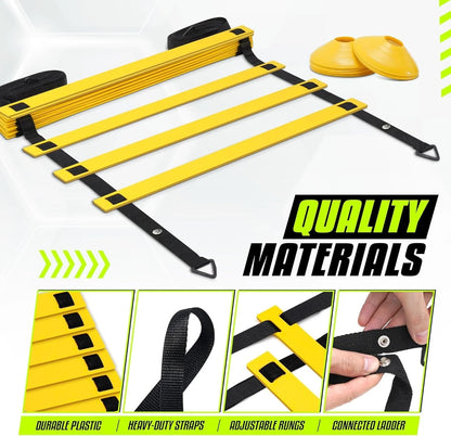 Agility Ladder Speed Training Equipment, Adjustable Football Ladder for All Ages with Carry Bag, Durable, Portable, Multiple Colors & Rungs